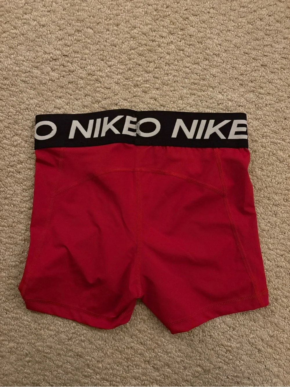 Nike Girls' Red Compression Shorts with Black Branded Waistband